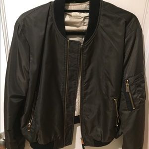 Zara Green Basic Bomber Jacket